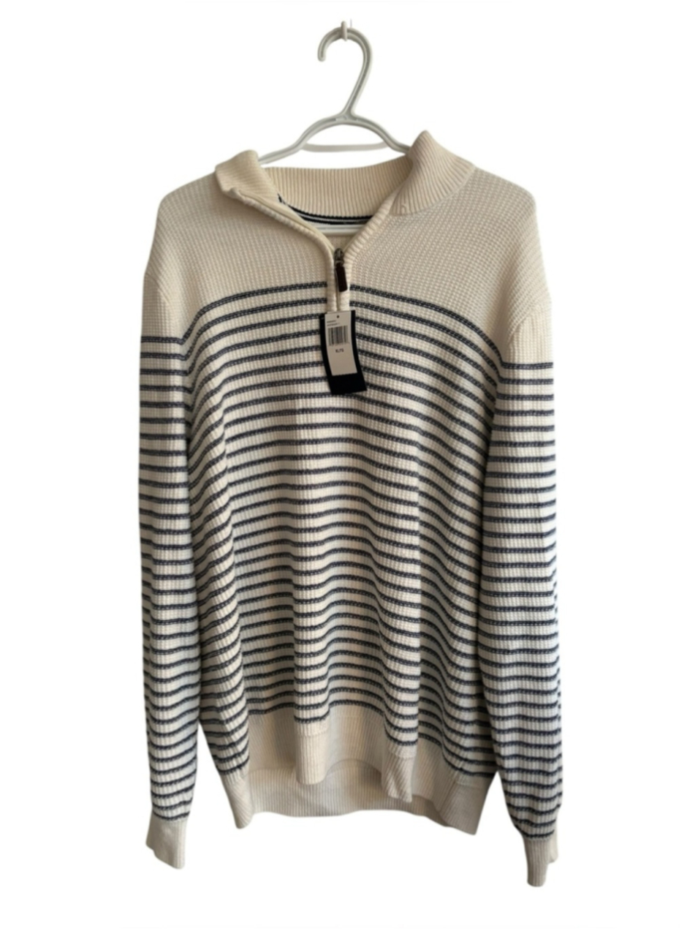 IZOD Men's quarter zip striped cotton blend sweater new with tags Sz XL